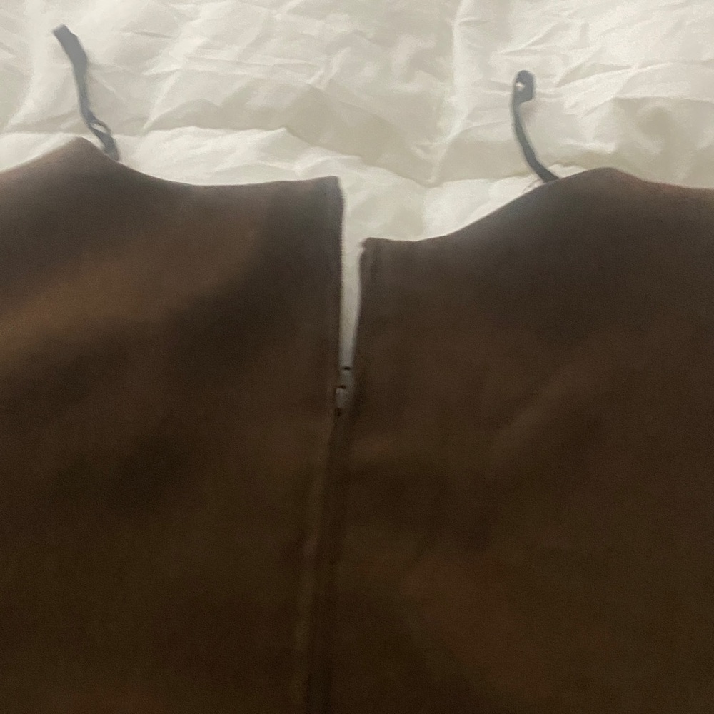 Asymmetrical suede like brown Dress - Picture 8 of 8